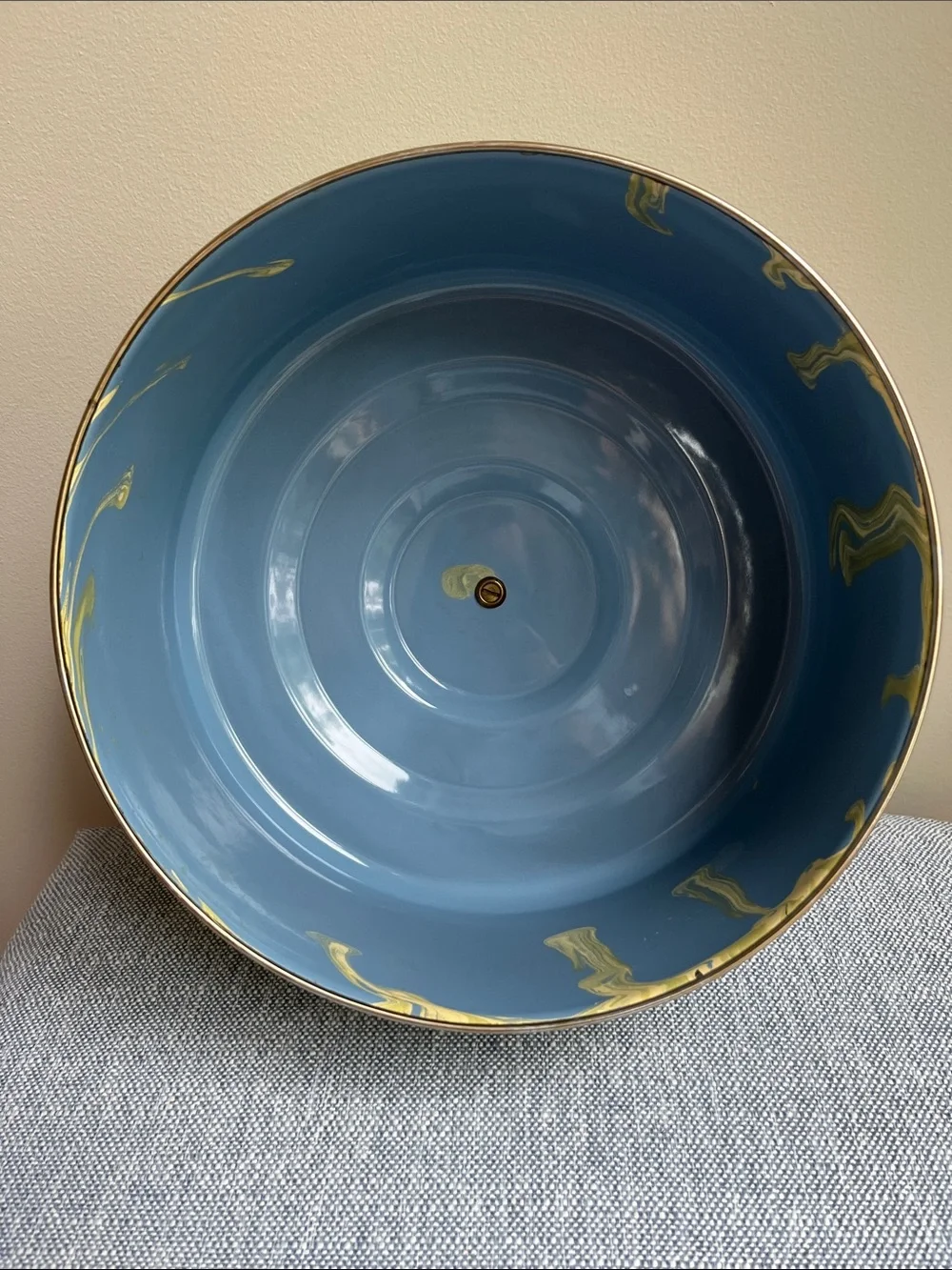 Mackenzie Childs Enamel Dome Cake Carrier Lid Vintage Marbled Paint Splatter